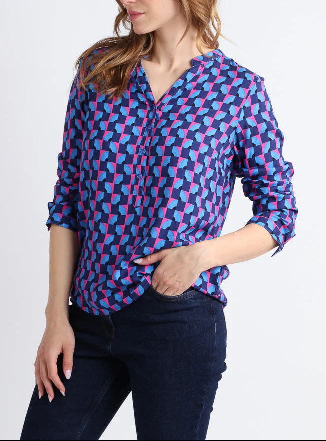 Blouse femme en viscose chaude bleu