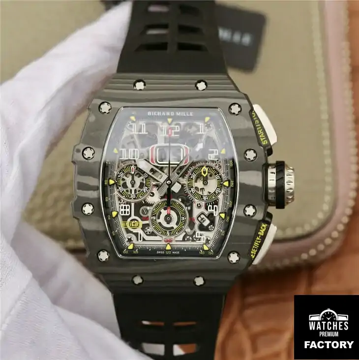 Richard Mille RM11-03 KV Factory Black Black Rubber Strap