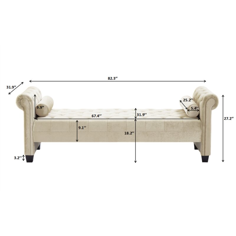 Canapé-lit Aitiana 82,3'' en velours avec accoudoirs arrondis