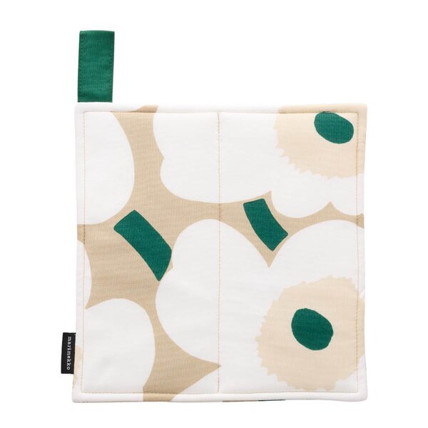 Pieni Unikko gryteklut 22x22 cm sand/hvit/smaragdgrønn
