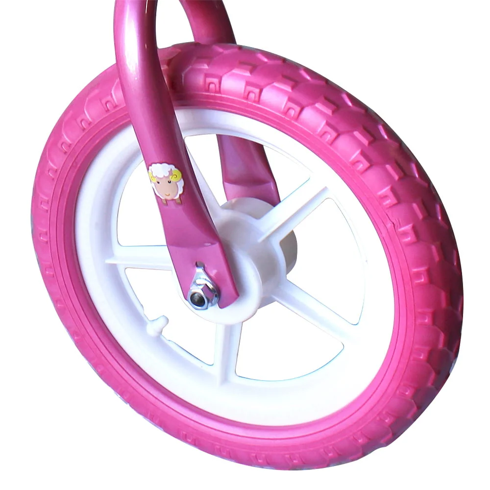 12 In. Kid's Beginner Bicycle for 2-4 Years Old Boy's and Girl's with Foam Tire for Indoor Use No Brake, Pink - Image 6
