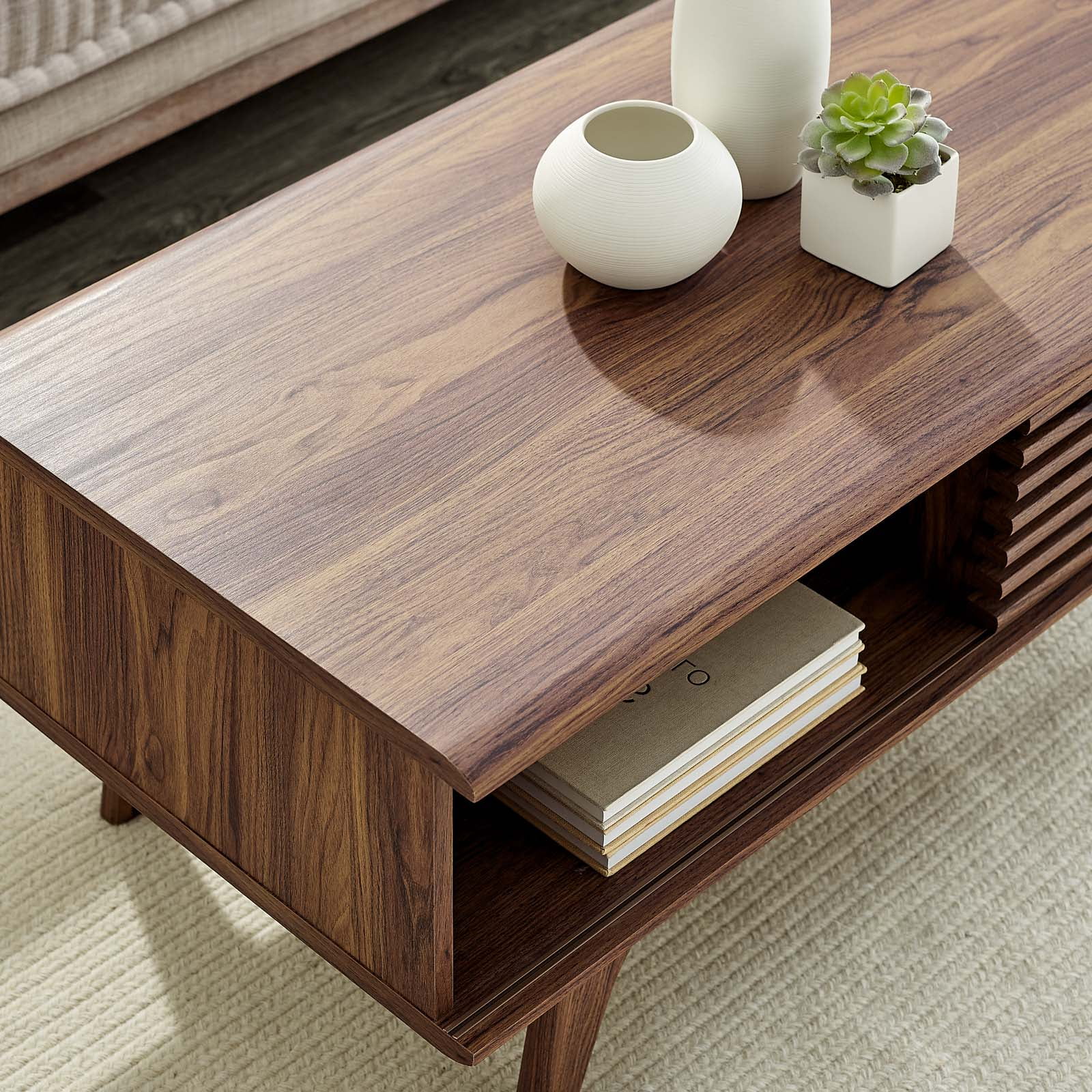 Coffee Table, Wood, Brown Walnut, Modern Contemporary Urban Design, Living Lounge Room Hotel Lobby Hospitality - Image 5