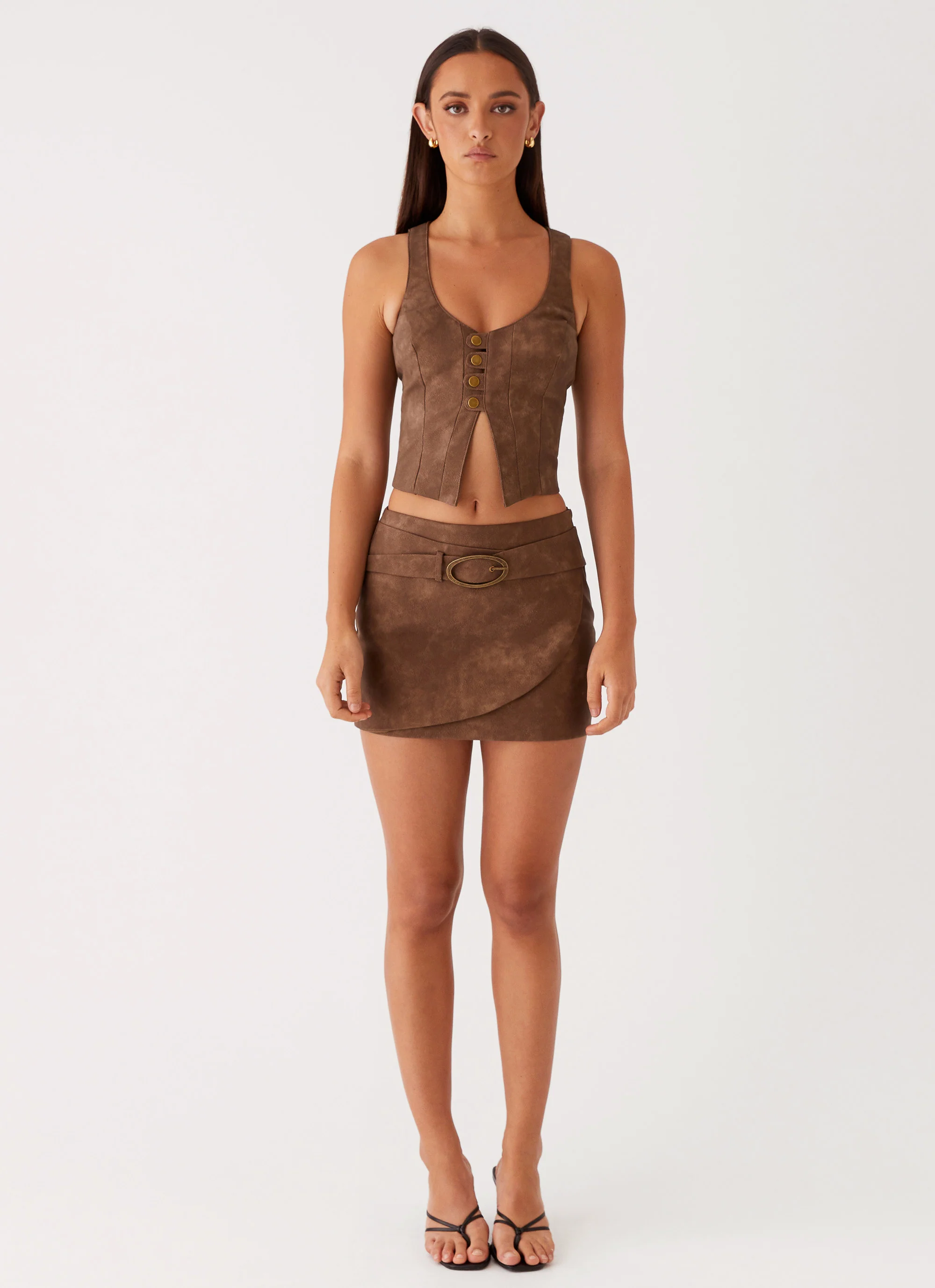 West District PU Top - Brown