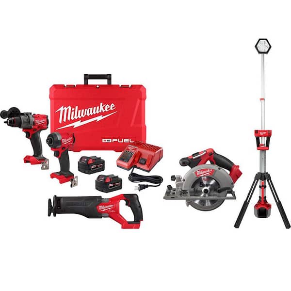 M18 FUEL 18 Volt Lithium Ion Brushless Cordless Combo Kit 4 Tool with ROCKET Dual Power Tower Light
