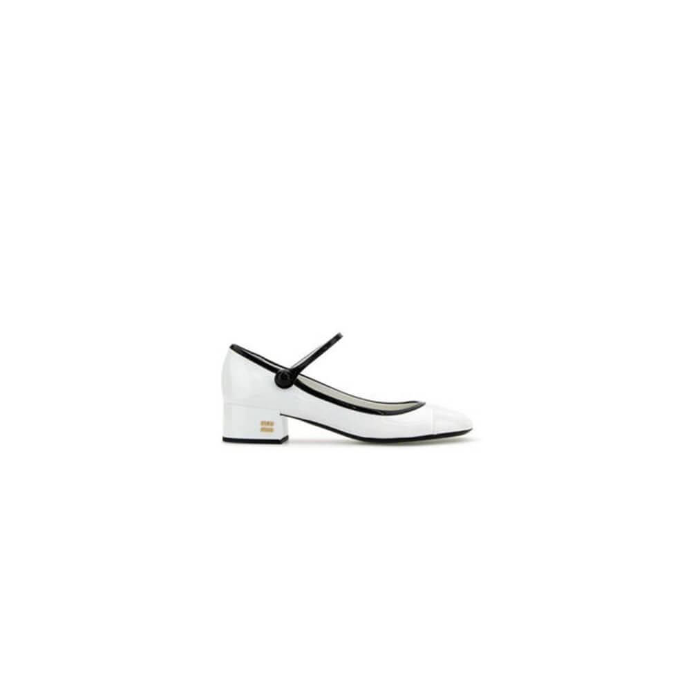 MiuMiu Two-tone patent leather Mary Jane pumps