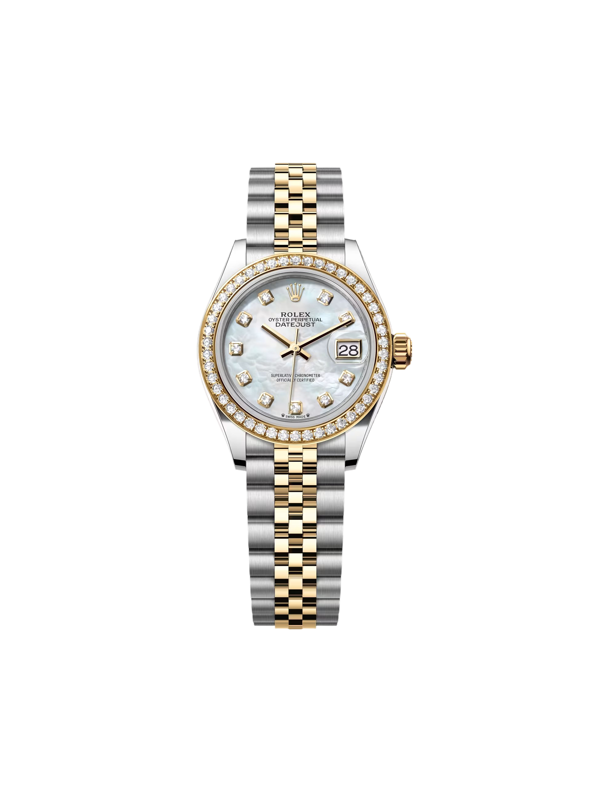 【Super Clone】RLX Lady-Datejust 28mm 279383RBR Mother-of-Pearl Dial Yellow Rolesor Oyster Bracelet