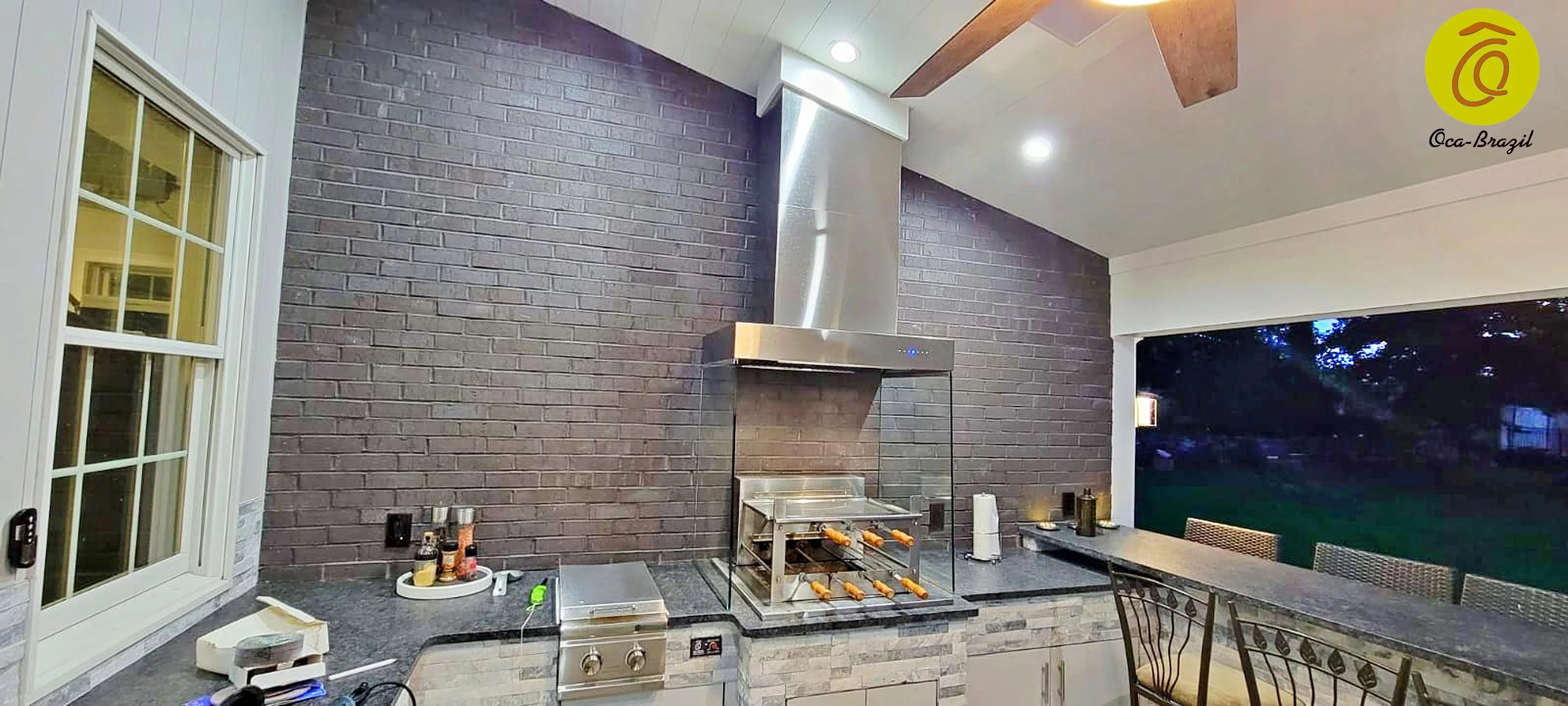 Brazilian BBQ Charcoal Grill - 11 Skewers - Rotisserie System - Oca - Brazil
