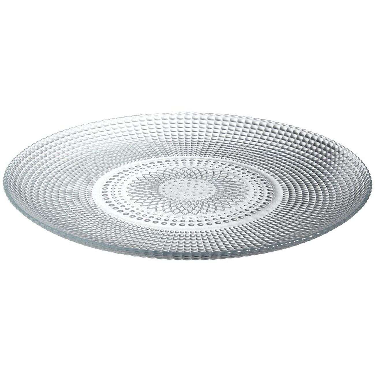 Assiette plate ronde effet relief blanc transparent Ø26,8 cm