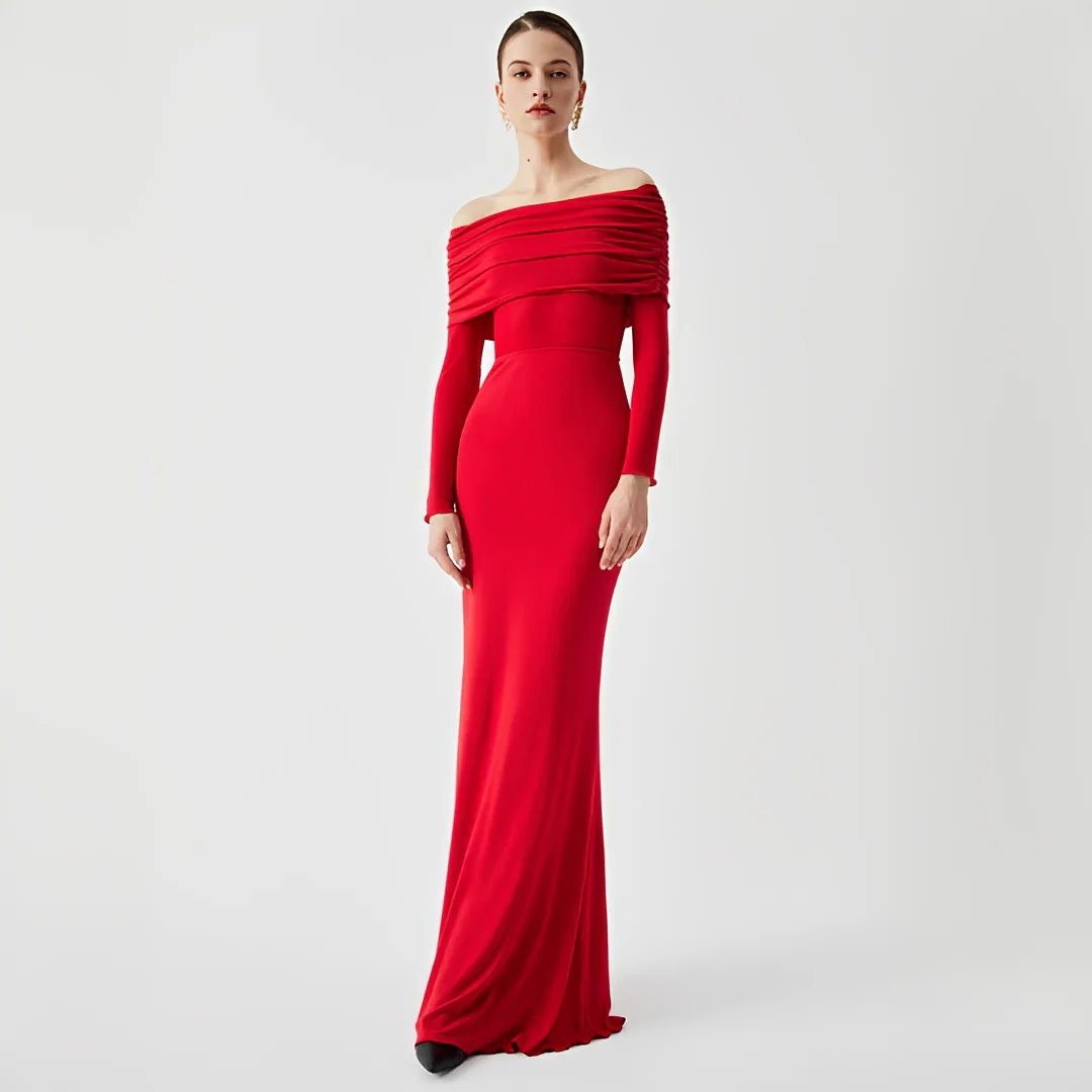 Ermanda - Élégante robe longue à épaules dénudées