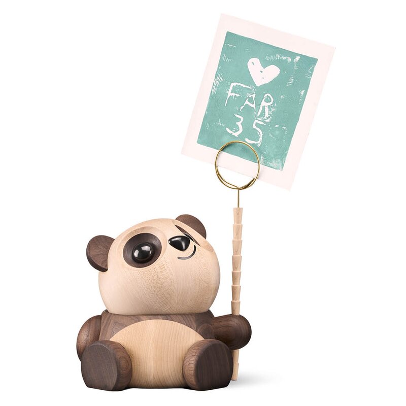 Bao Bao panda trefigur 16 cm ask/valnøtt