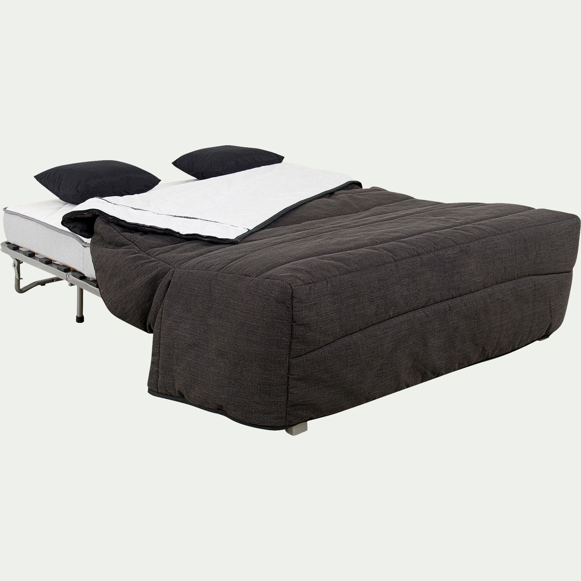 CAPEO - Housse pour canapé BZ et 2 housses de coussin 160x200cm - gris anthracite