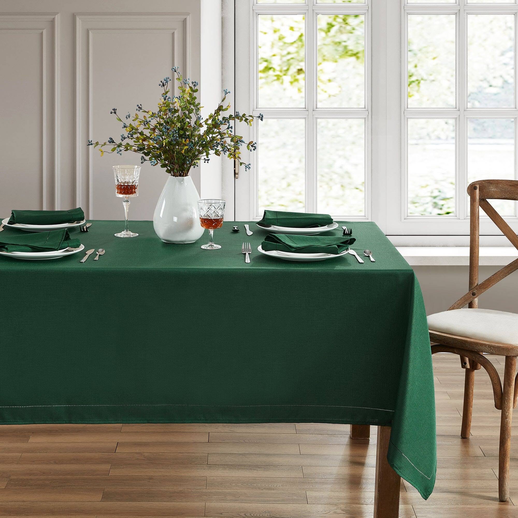 Alison Hemstitch Border Fabric Tablecloth - 52