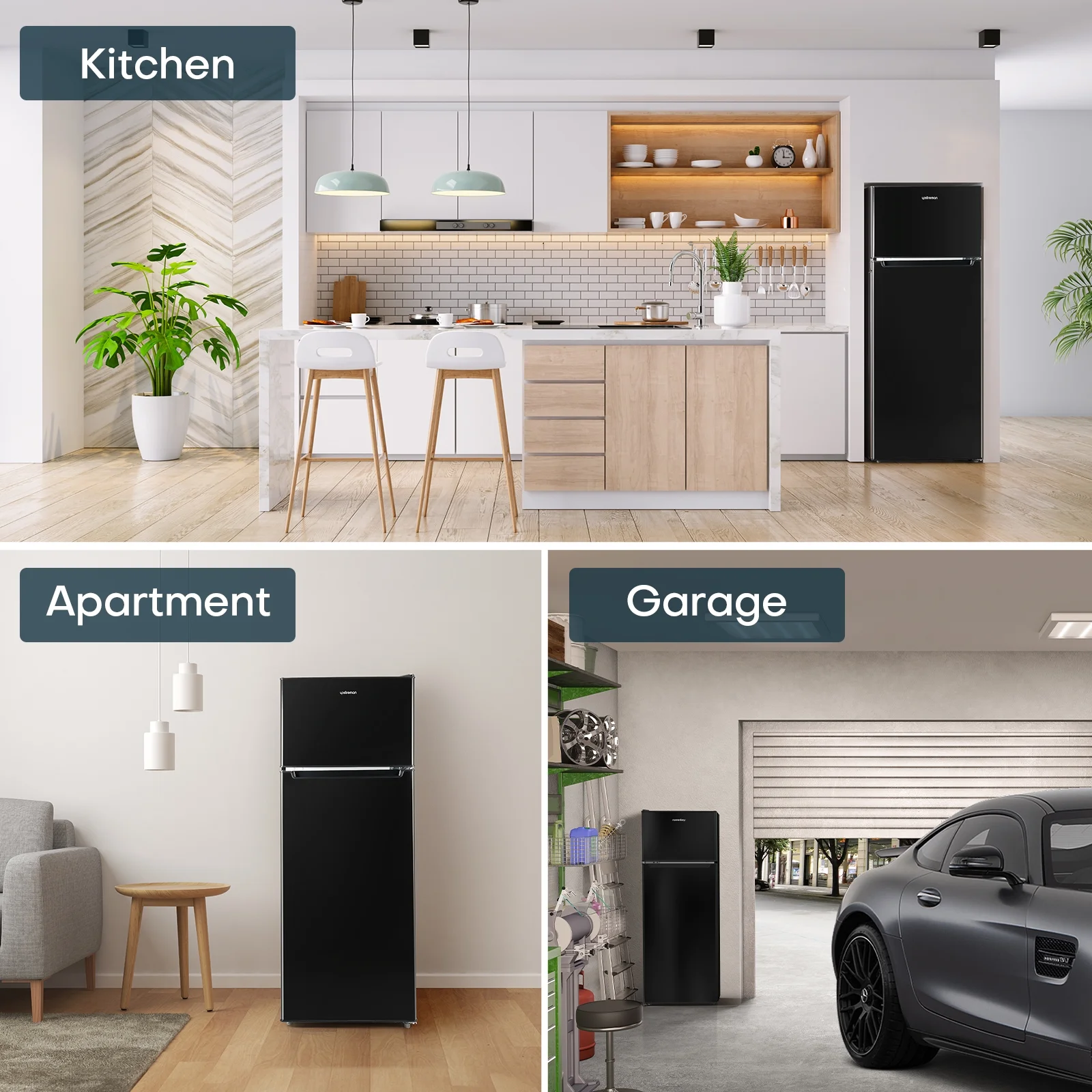 7 7 Cu ft Top Freezer Refrigerator, Two Door Refrigerator Large Capacity with Adjustable Thermostat and Reversible Door, BD75 Black(Black) Image 9