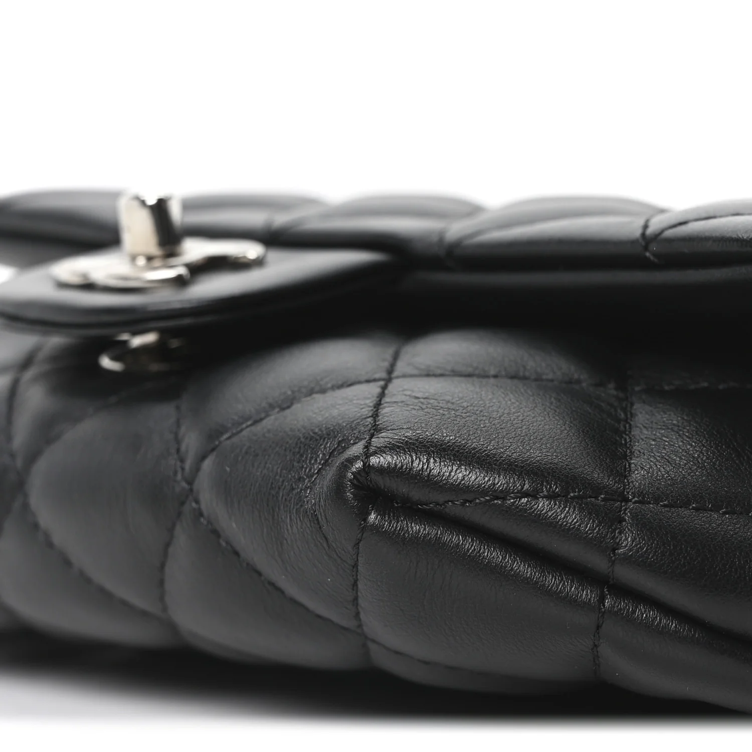 Calfskin Quilted CC Uniform Flap Belt Bag Black