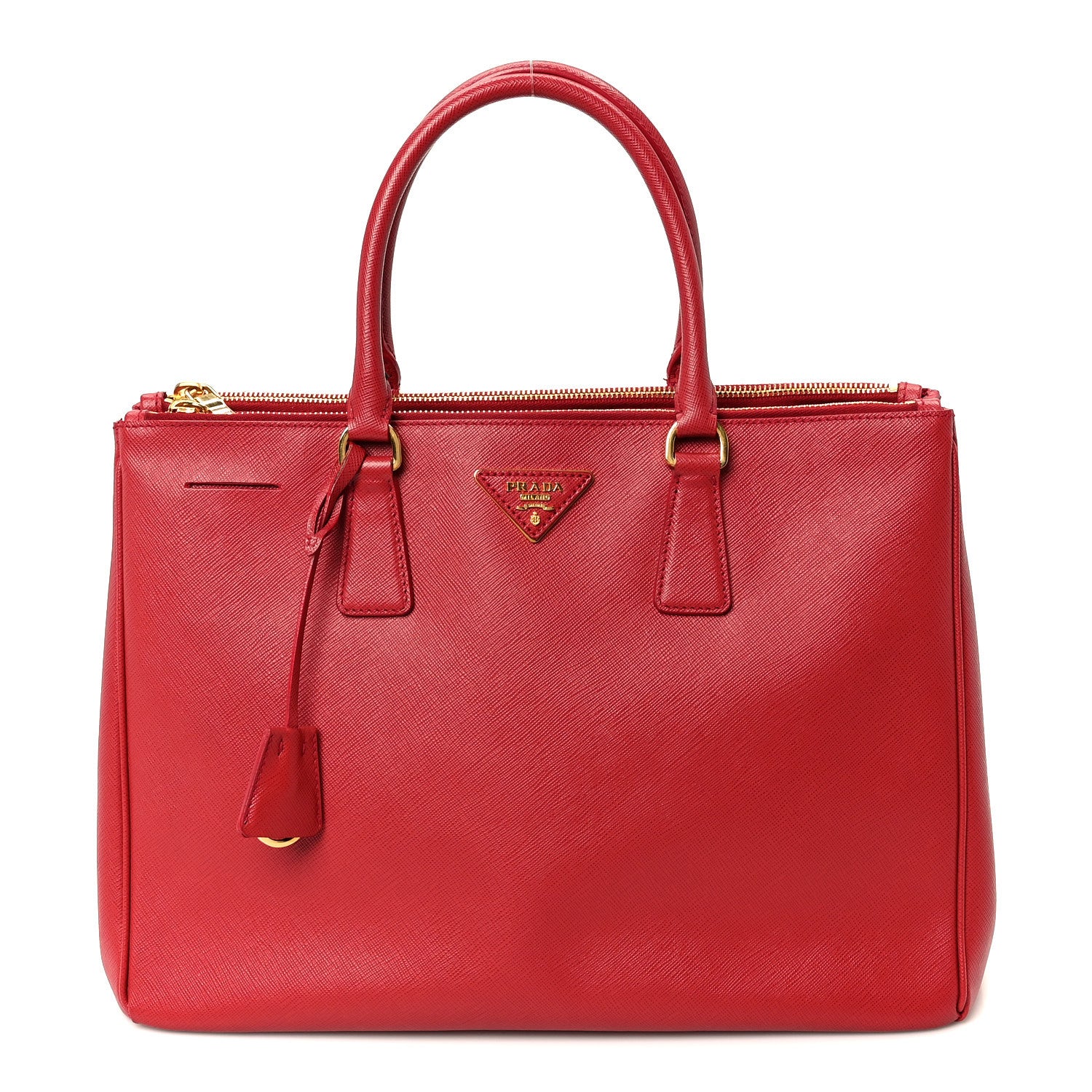 Saffiano Lux Large Double Zip Tote Fuoco