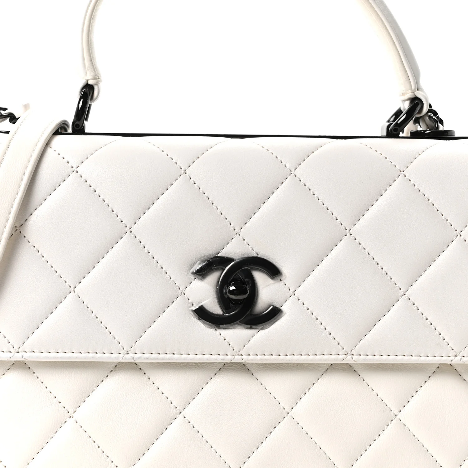 Lambskin Quilted Small Trendy CC Dual Handle Flap Bag White