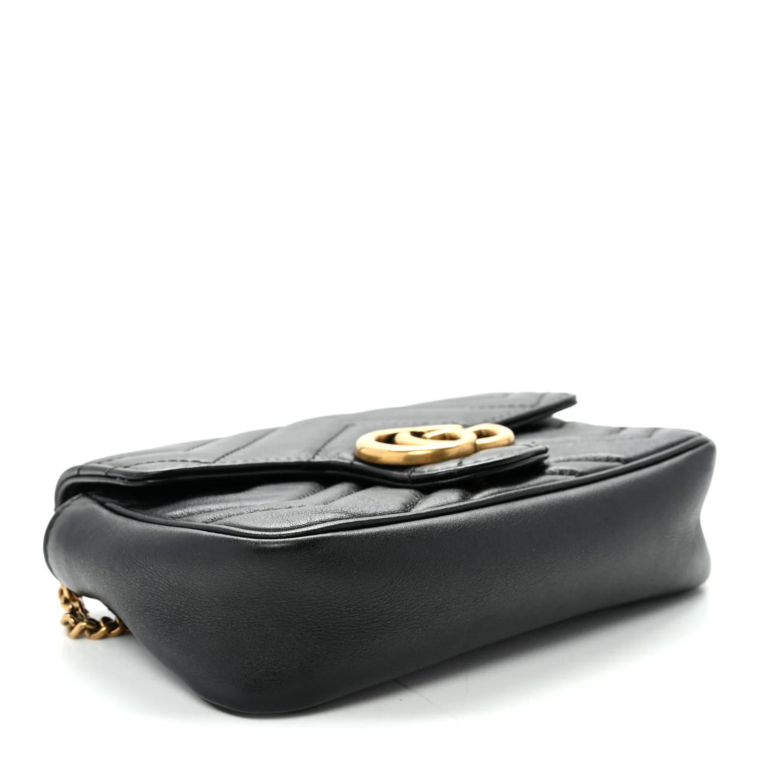 Calfskin Matelasse Super Mini GG Marmont Shoulder Bag Black