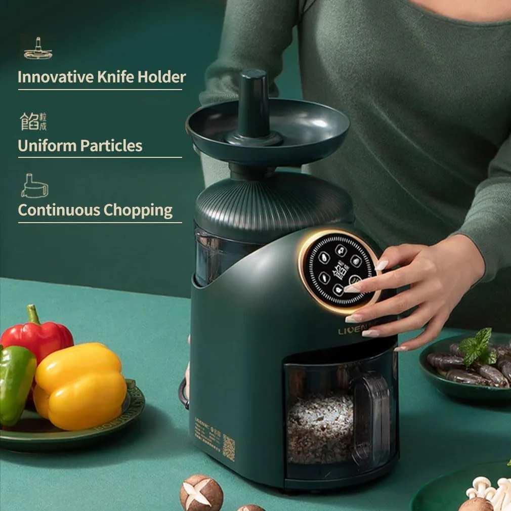 Electric Food Processor, Meat Grinder & Vegetable Chopper with Visual Cup and 5 Speeds, 304 Stainless Steel S-shaped Blade, 350W, Green