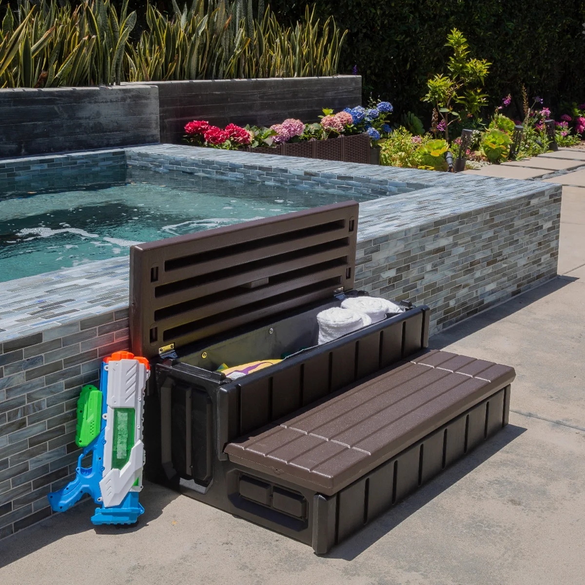 Hot Tub Steps With Storage, Spa Step, 36" Length, Camper/Deck Steps, Anti-Slip Brown(Brown) - Image 7
