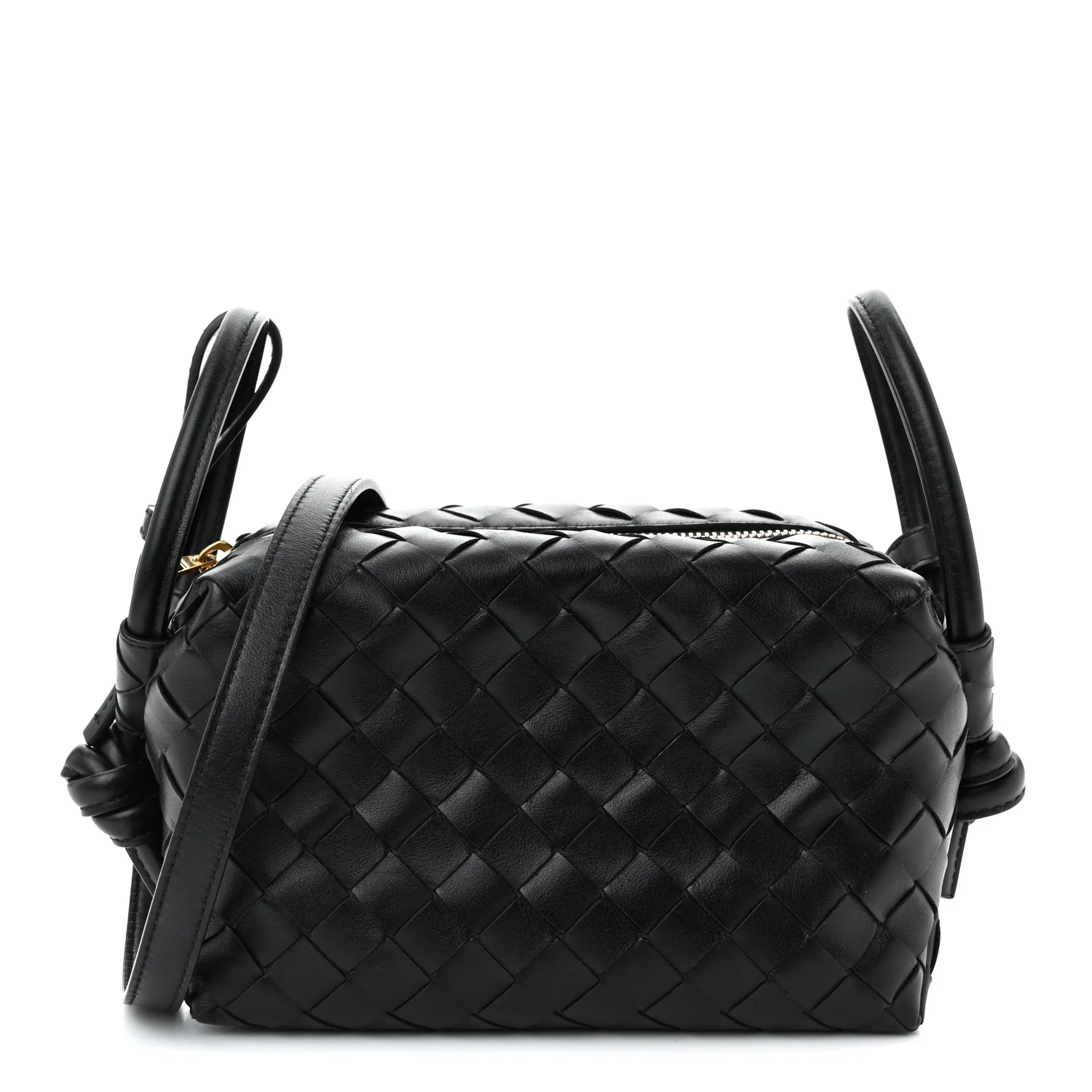Calfskin Intrecciato Small Loop Top Handle Black