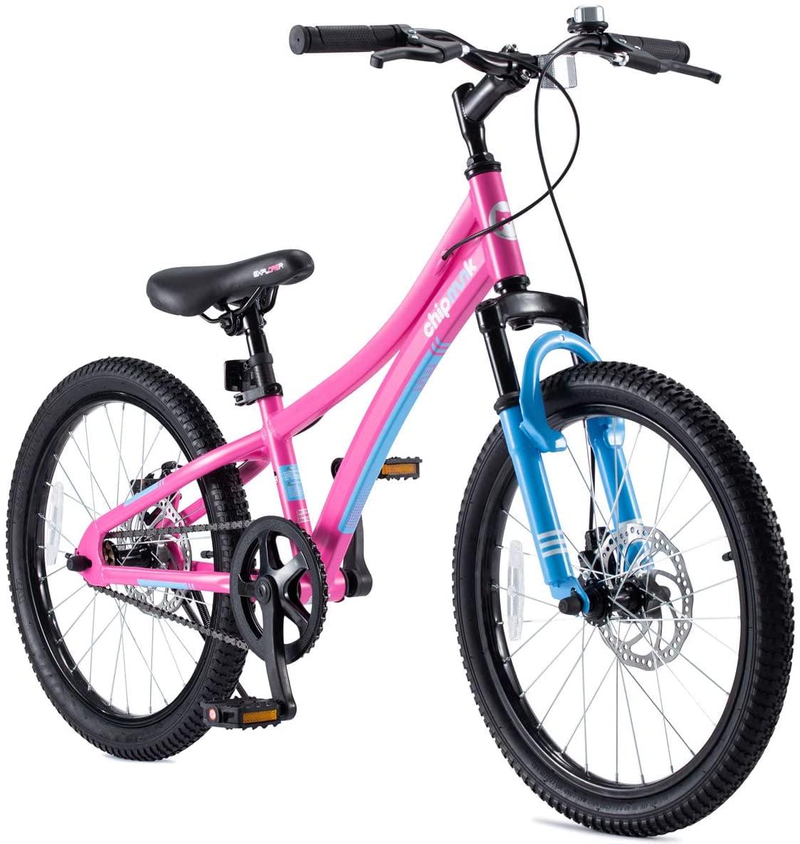 Royalbaby Boys Girls Kids Bike Explorer 20 in Bicycle Front Suspension Aluminum Child - S Cycle with Disc Brakes Pink