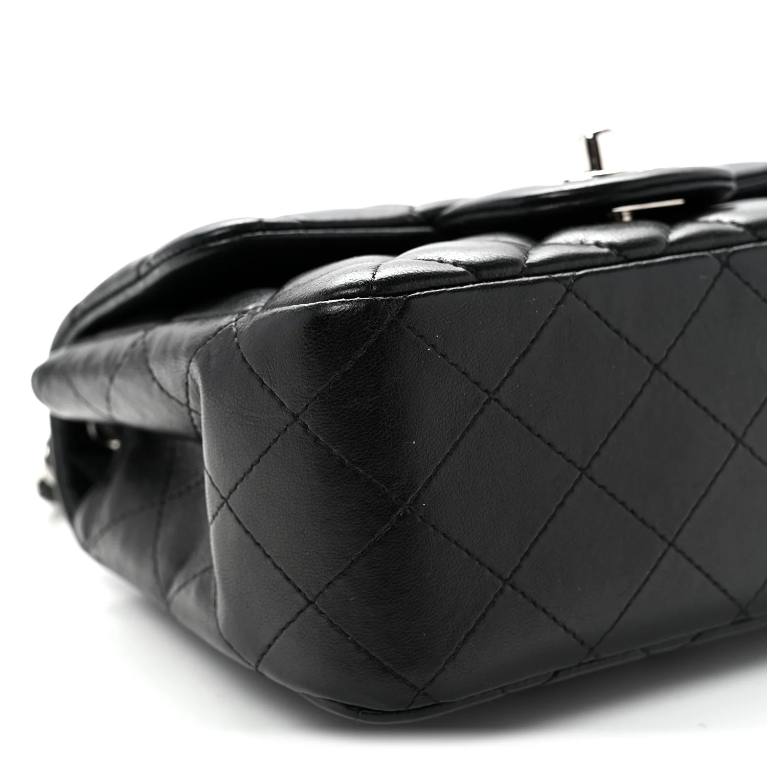 Lambskin Quilted Mini Square Flap Black