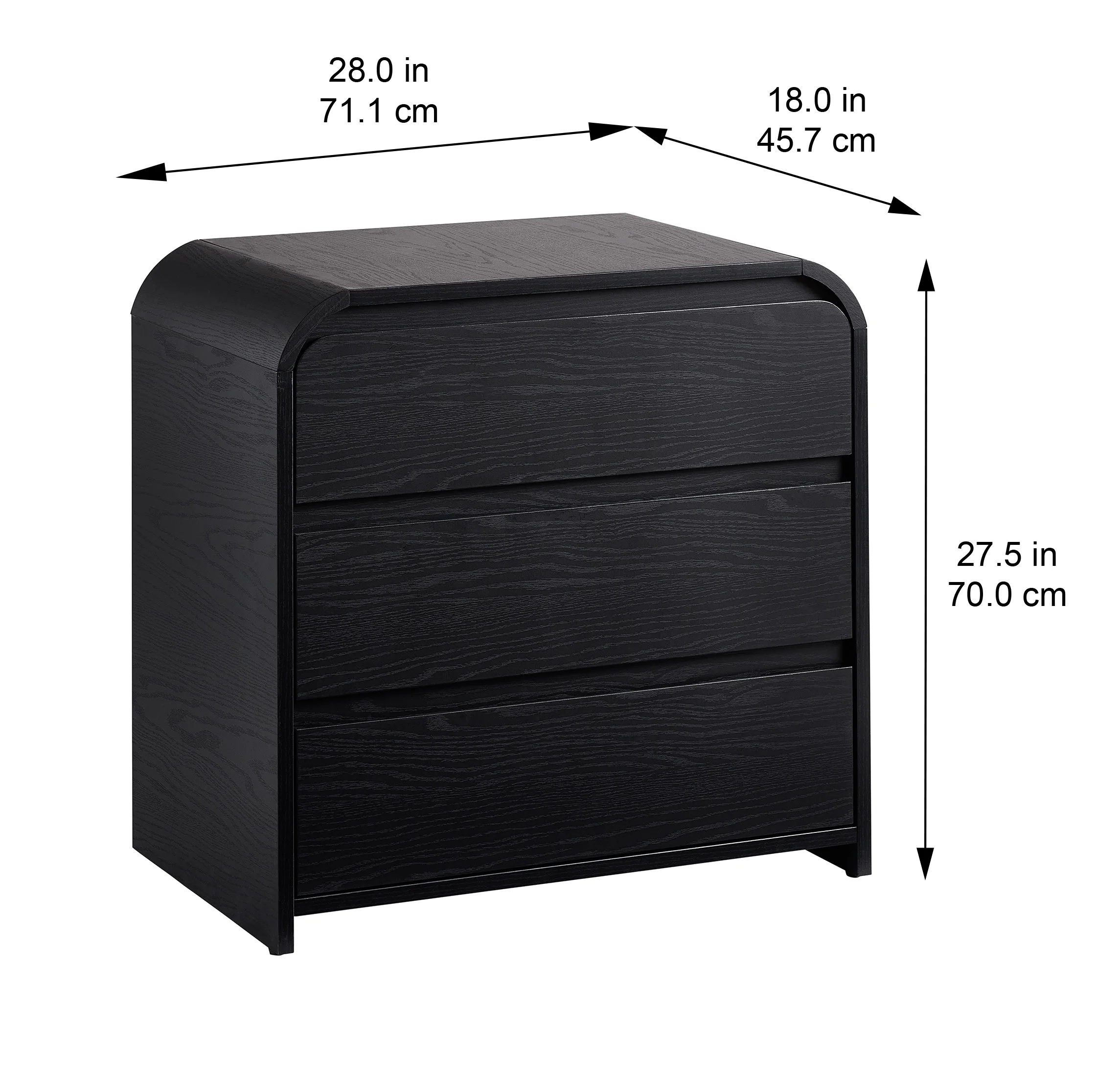 Better Homes & Gardens Juliet 3 Drawer Nightstand with USB, Light Honey