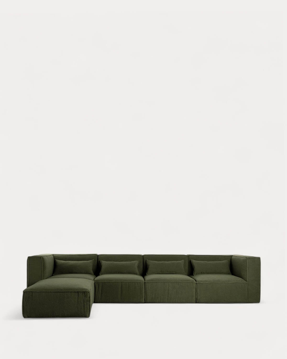 Kilhe Bouclé - Sofá Modular de 4 Piezas con 2 Sillones Esquineros y Puff de Tela Bouclé Kilhe