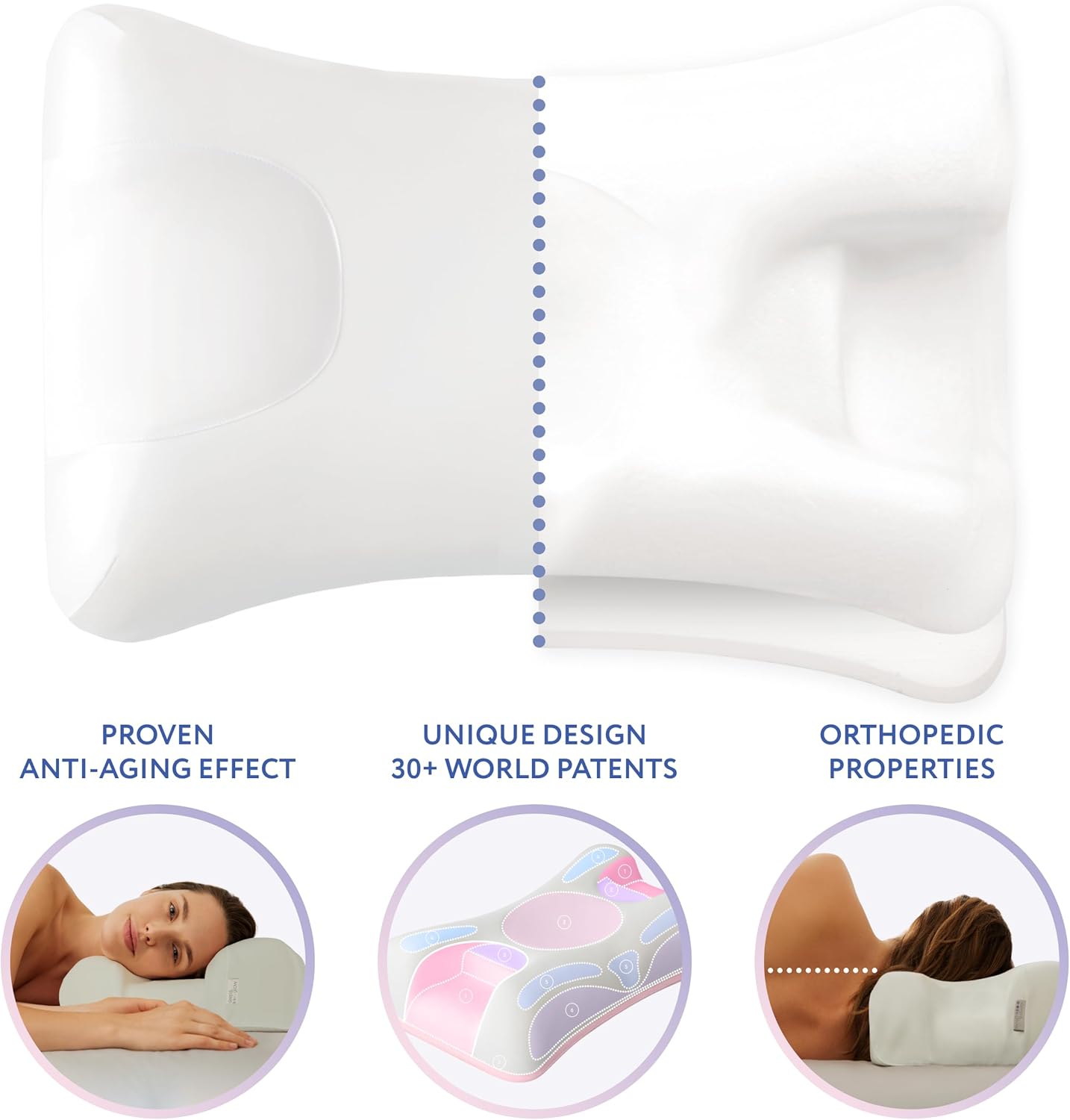 Oreiller de beauté anti-âge SLEEP & GLOW Omnia, en mousse à mémoire de forme ajustable