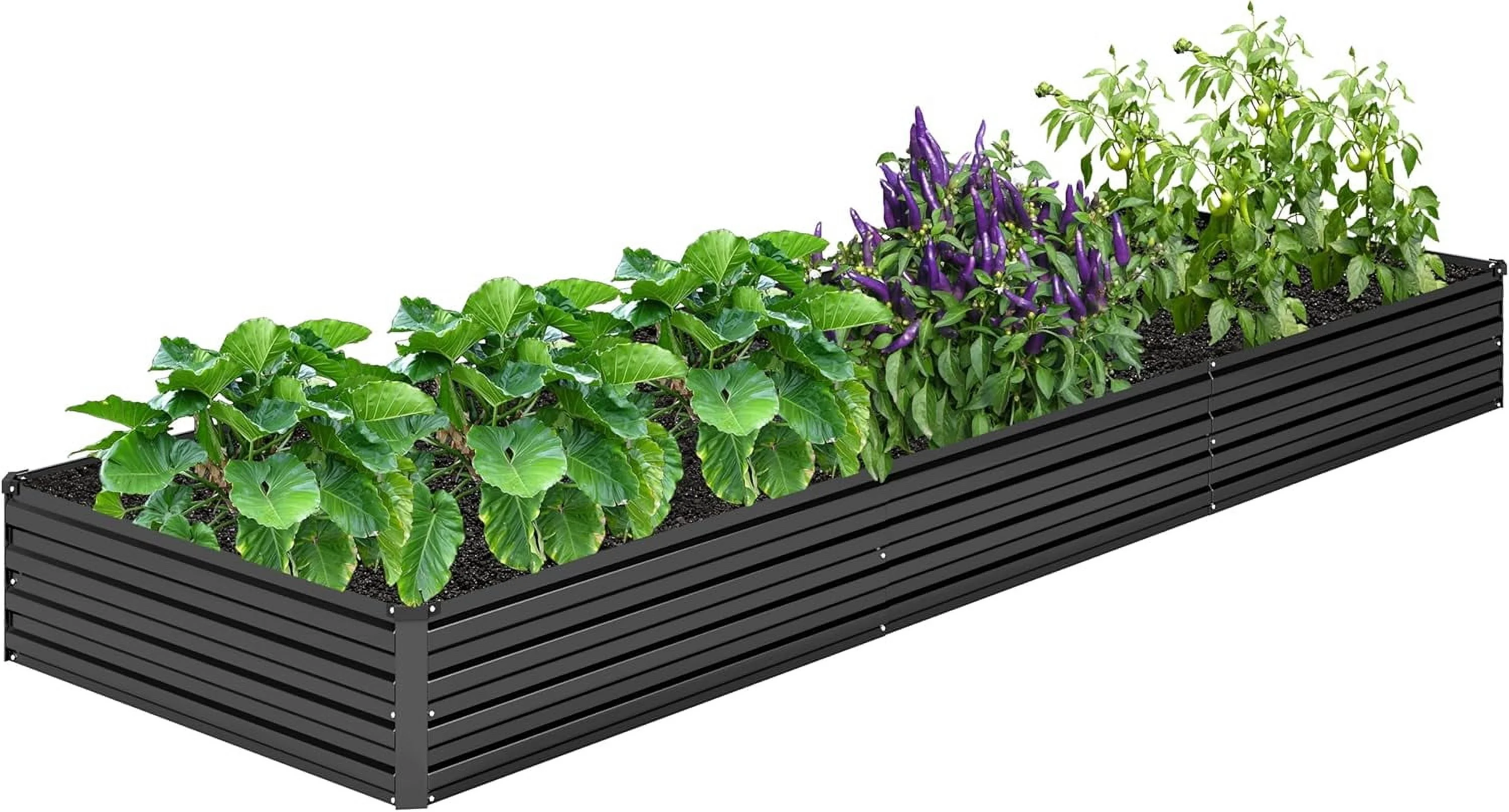 2PCS 12x4x1FT Galvanized Raised Garden Bed Kit,Vegetable Boxes-Rectangle Metal Flower Box,Large Planter Raised Beds Outdoor Garden for Planting,Fruit,Herb-Black(12x4x1(2PCS)/Black) - Image 10