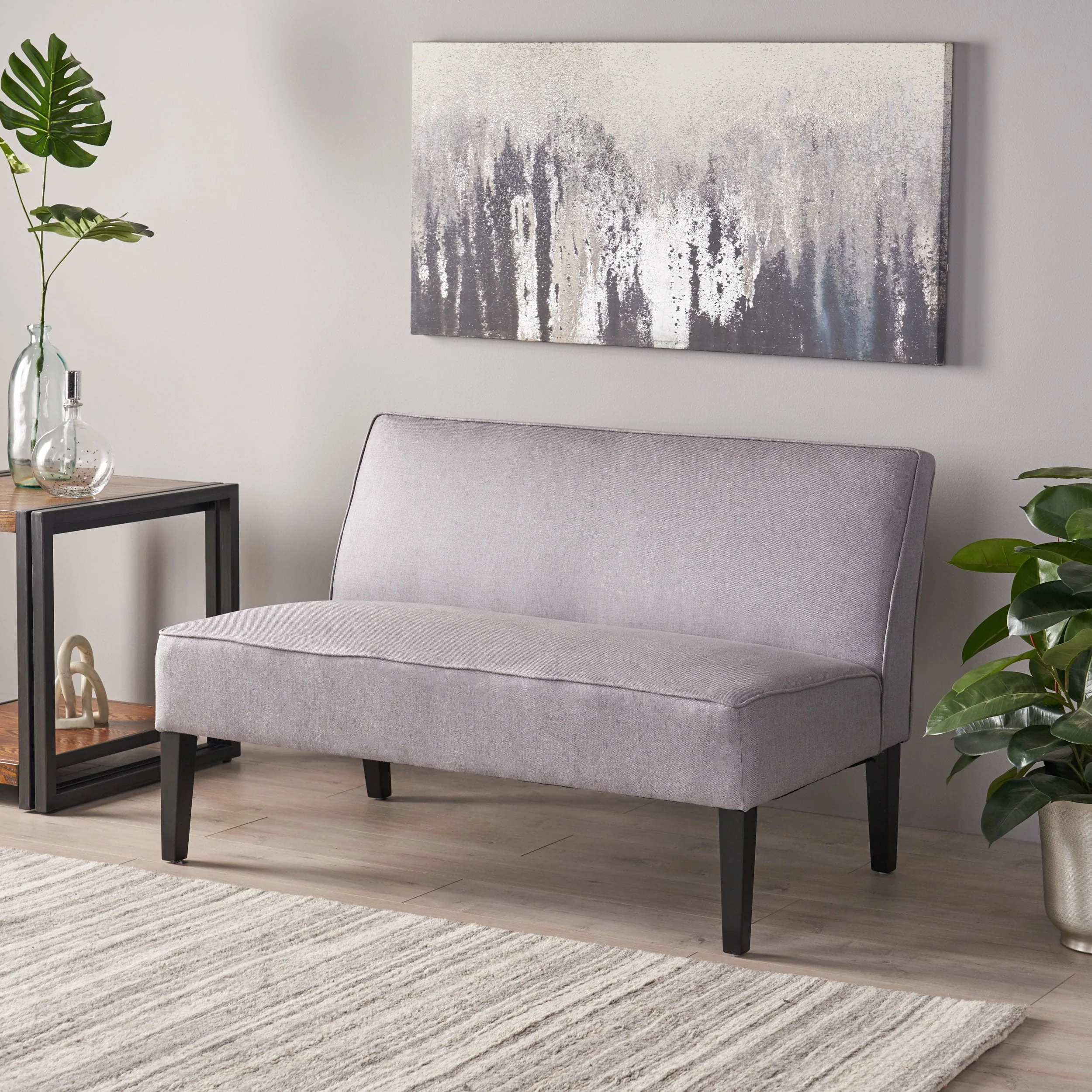 Desmond Fabric Love Seat,Light Gray