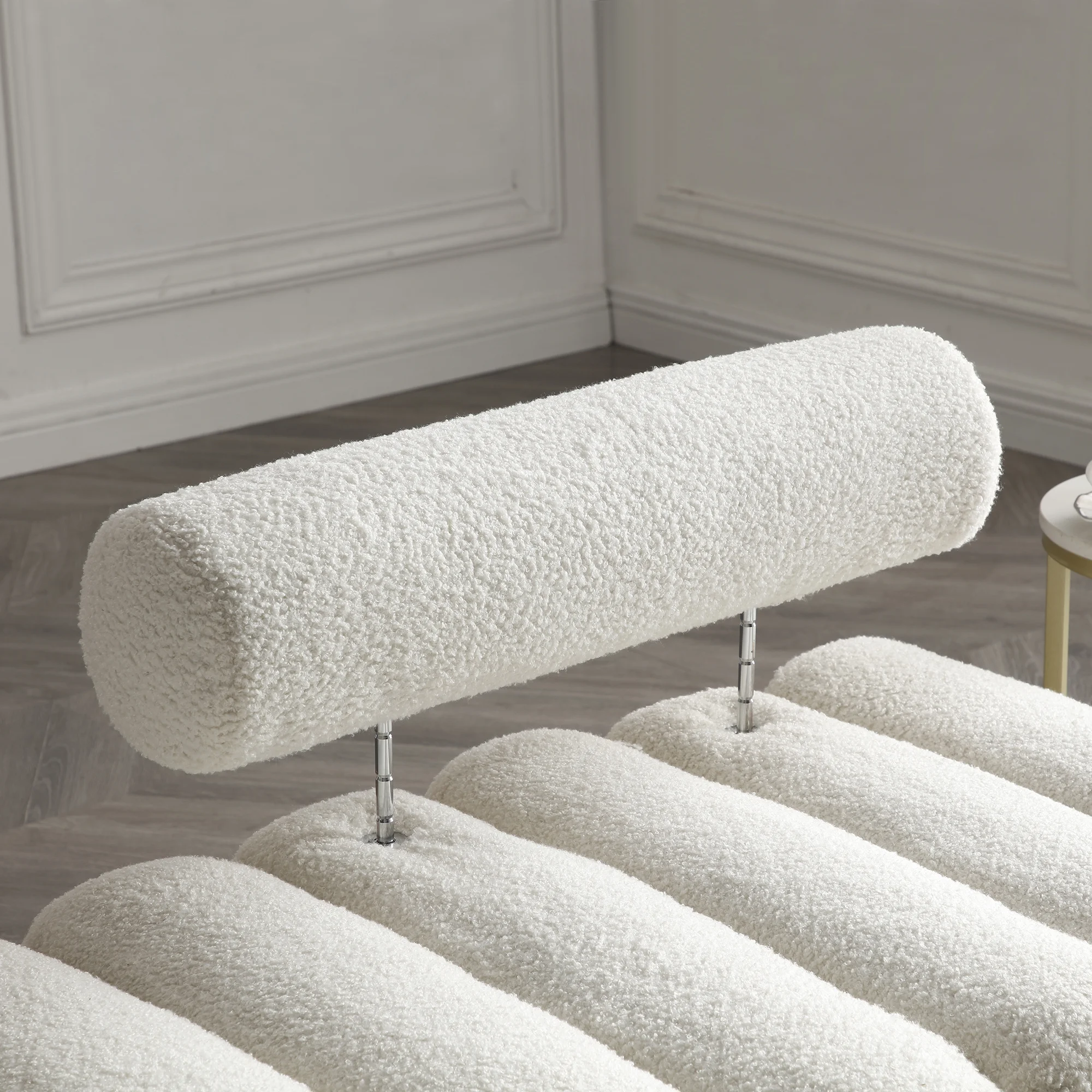 Sherpa Upholstered Indoor Bench, White(White) Image 10