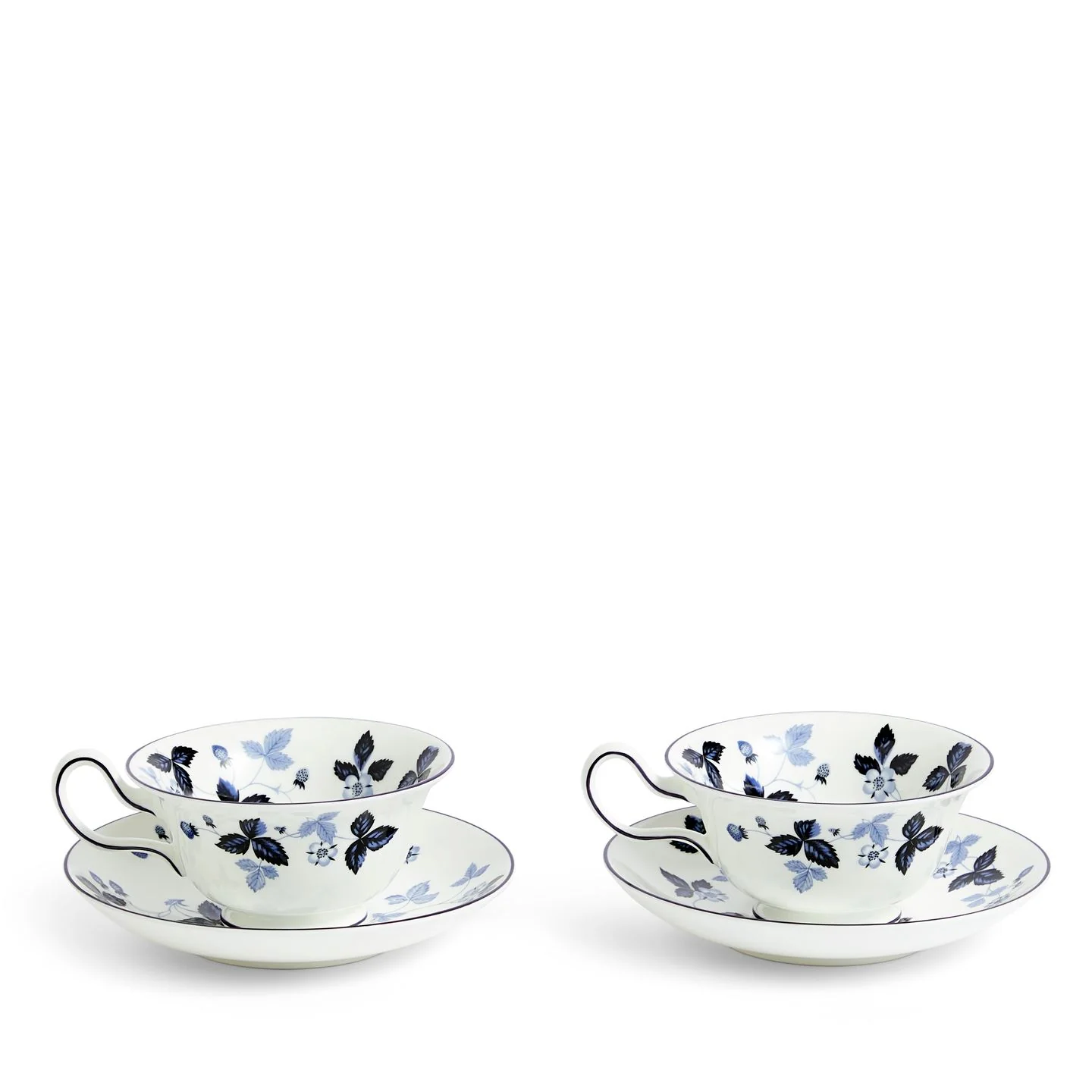 Wild Strawberry Inky Blue Teacup Saucer Set of 2