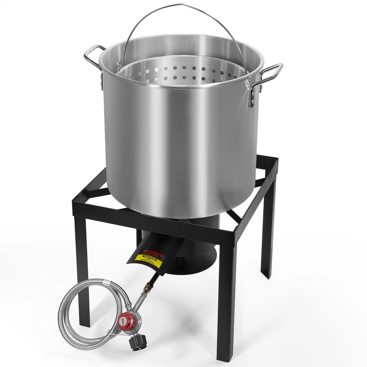 Barton X-Large New 64Quart Aluminum Turkey Fryer Steamer Cast Iron Burner Fair Clam Bake Pot Kit