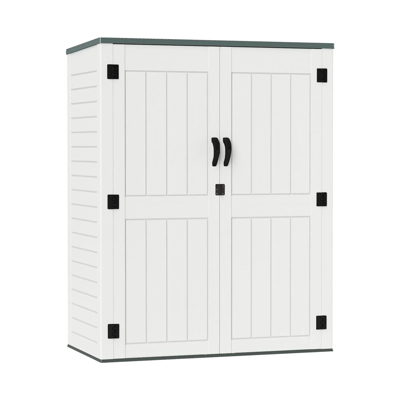 ZYJOYY 60 Cu.Ft Large Outdoor Shed with Floor, Lockable & Waterproof Patio Storage Cabinet for Garden Tools, Pool Supplies & Lawn Equipment, Grey