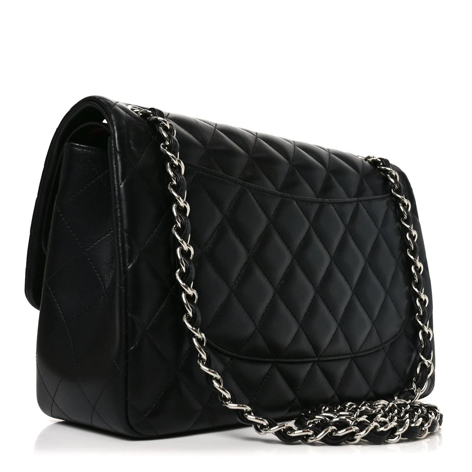 Lambskin Quilted Jumbo Double Flap Black