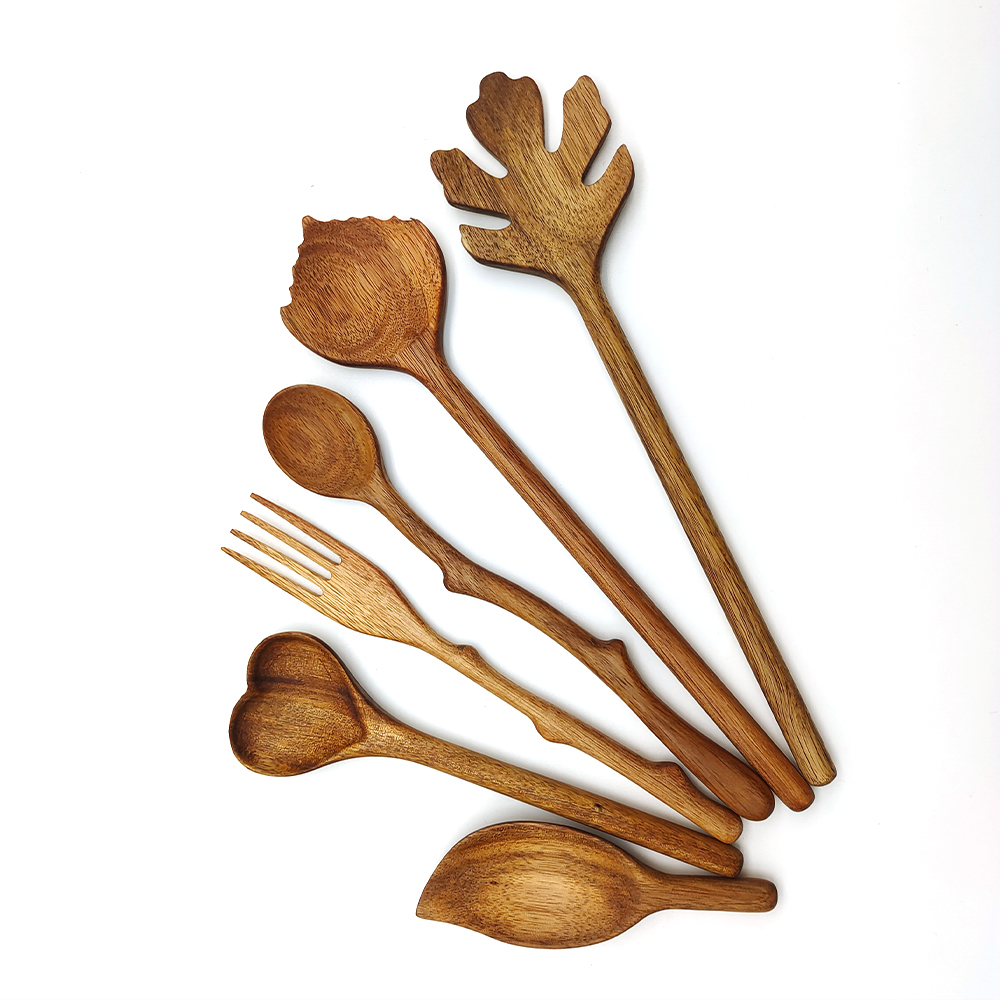 Wooden Spoons for Coffee Tea Sweet Snacks, Maple Leaf Shape Wooden Spoon Irregular Wooden Spoon