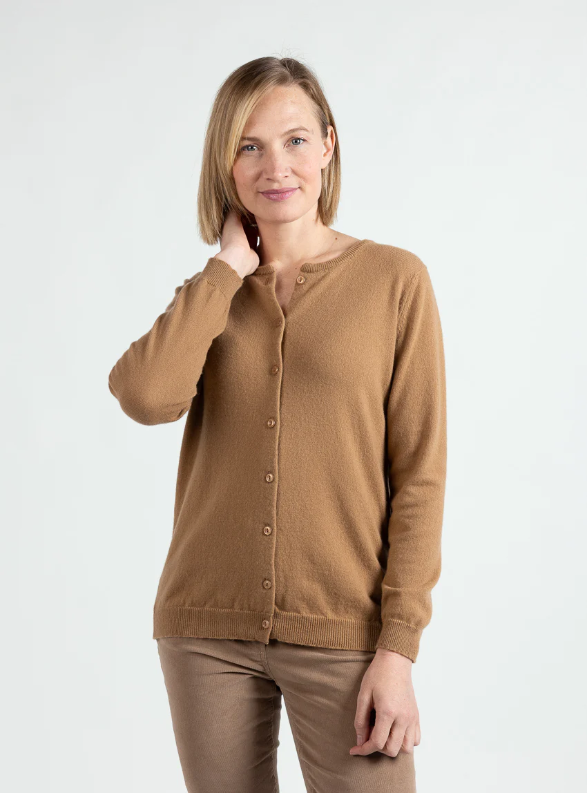 Cardigan femme en cachemire beige cuivre