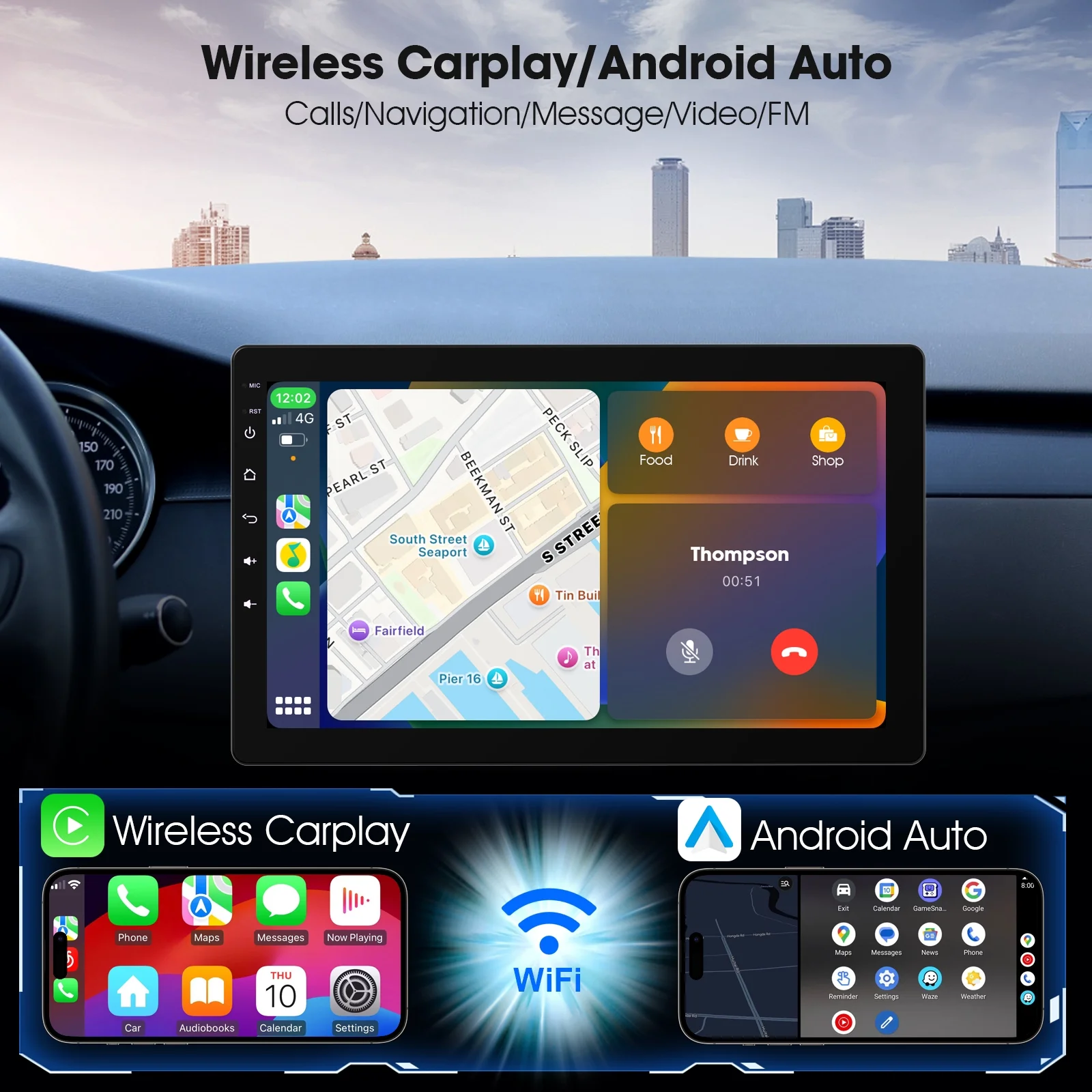 Haudio 10.1" Rotatable Touch Screen Car Stereo Single Din, Wireless Carplay/Android Auto Car Video, 2GB+32GB, GPS Navigation, Hi - Fi Sound Car Audio, BT 4.2, Backup Camera(Vertical Fit)