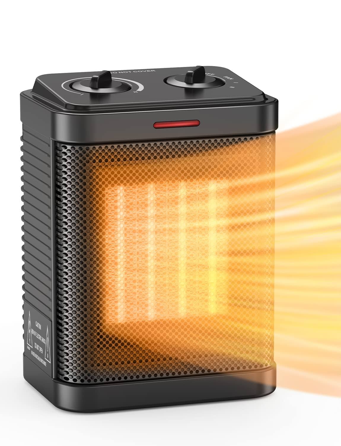 Havato Small Space Heater for Indoor Use,1500W/900W PTC Ceramic Electric Space Heater ,Portable Electric Heater with Adjustable Thermostat,3 Modes