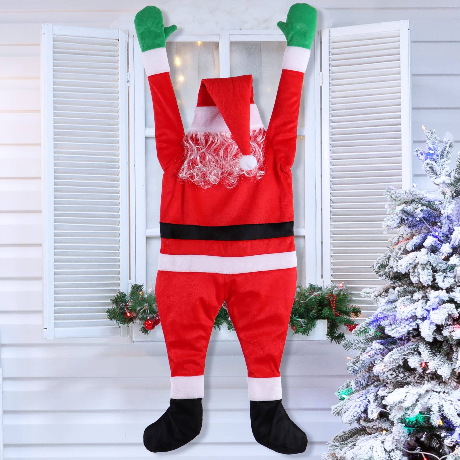 LAOSSC Hanging Santa Claus Christmas Decorations Suitable for Gutters Christmas Decor Props on The Roof