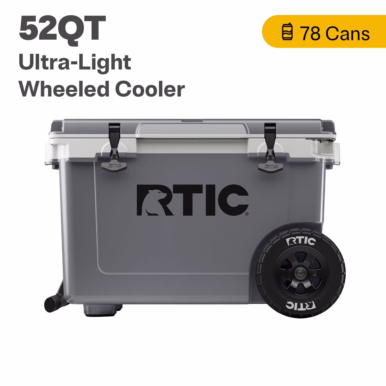 52 QT Ultra-Light Wheeled Hard-Sided Ice Chest Cooler, Fits 78 Cans, White Grey(White Grey) - Image 5