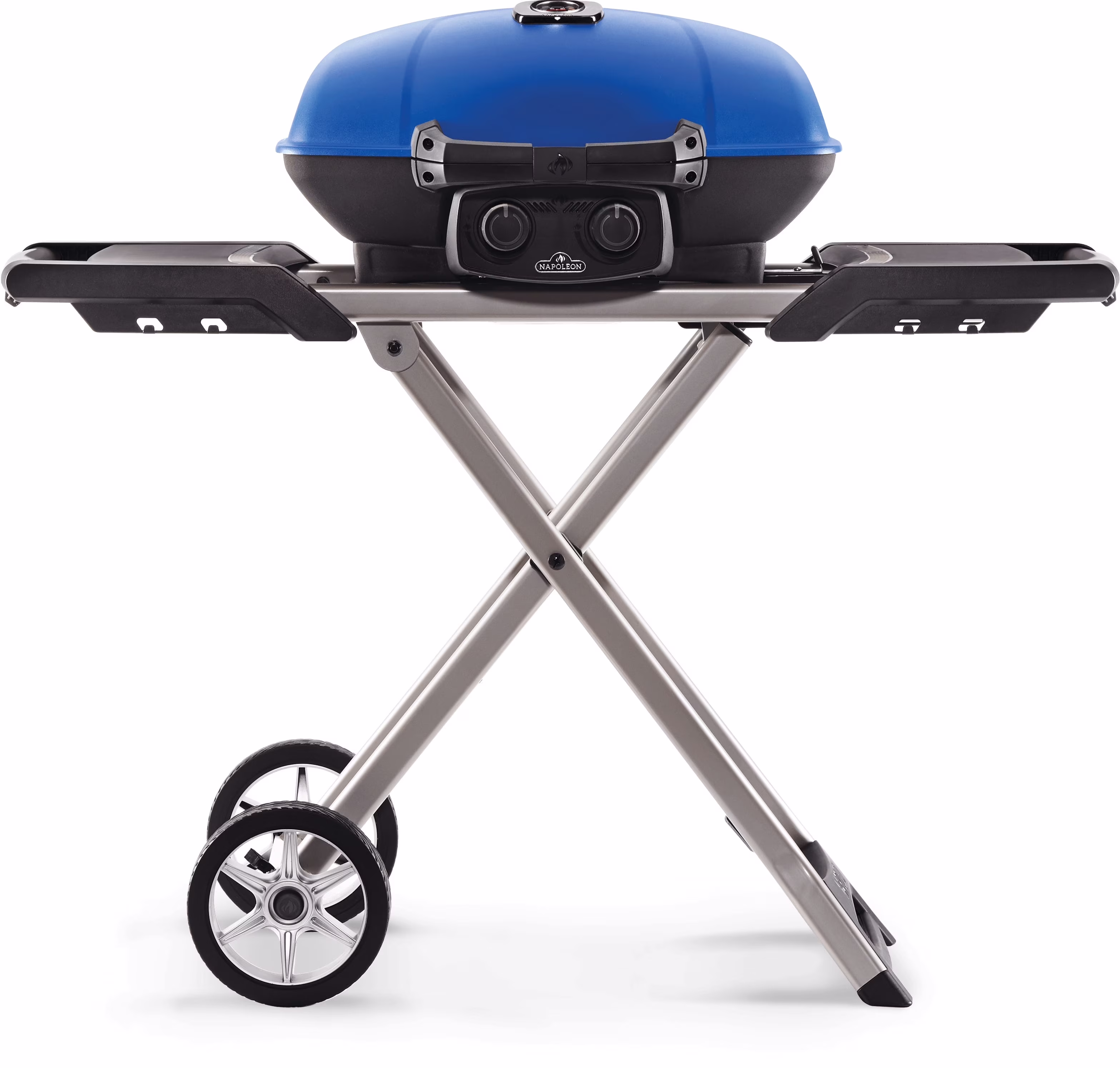 TravelQ 285X 1-Burner Portable Propane Gas Grill in Blue with Scissor Cart(Blue)