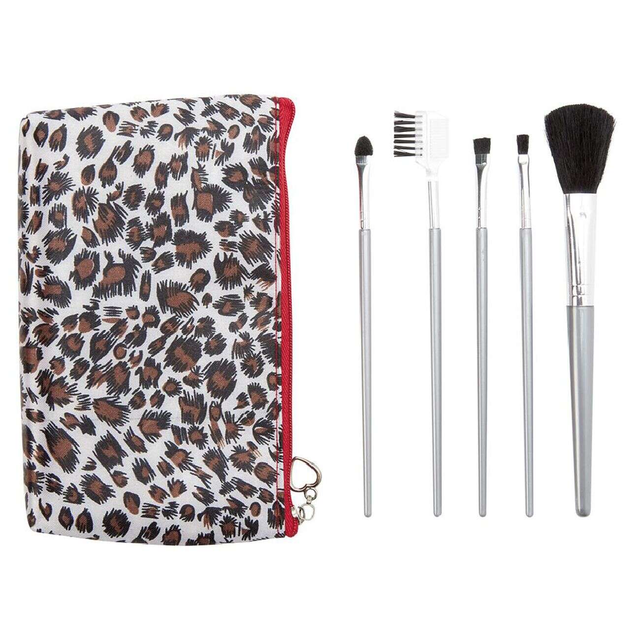 Trousse à maquillage motif léopard avec pinceau x5