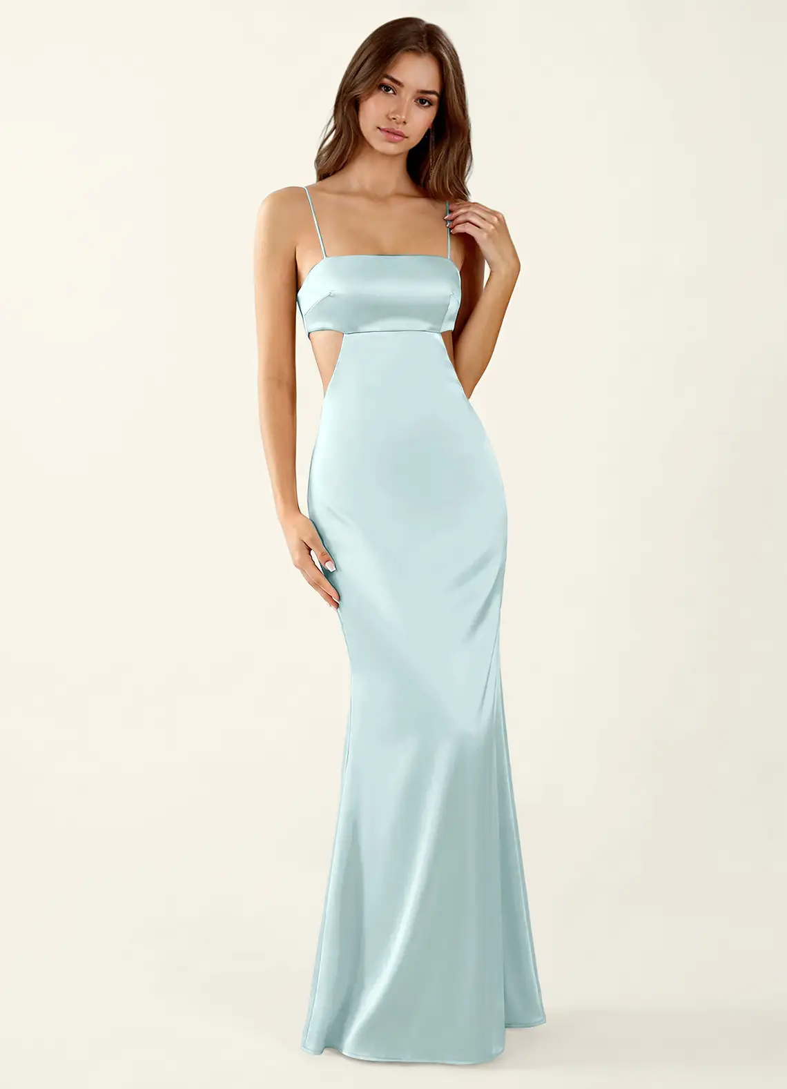 Mariannella Mist Open Back Satin Party Dress