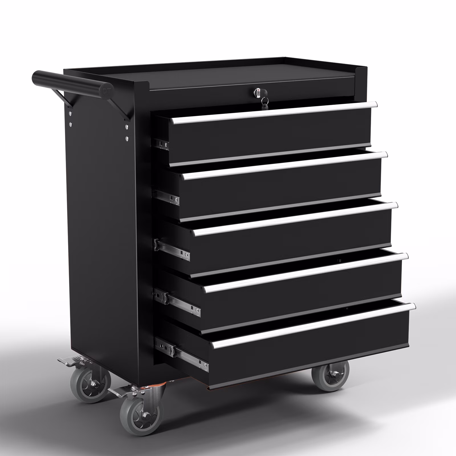 5 Drawer Rolling Tool Chest, Metal Tool Cart on Wheels,Tool Cabinet Key Locking & Drawer Storage,Tool Box Organizer for Garage,Warehouse(Black)
