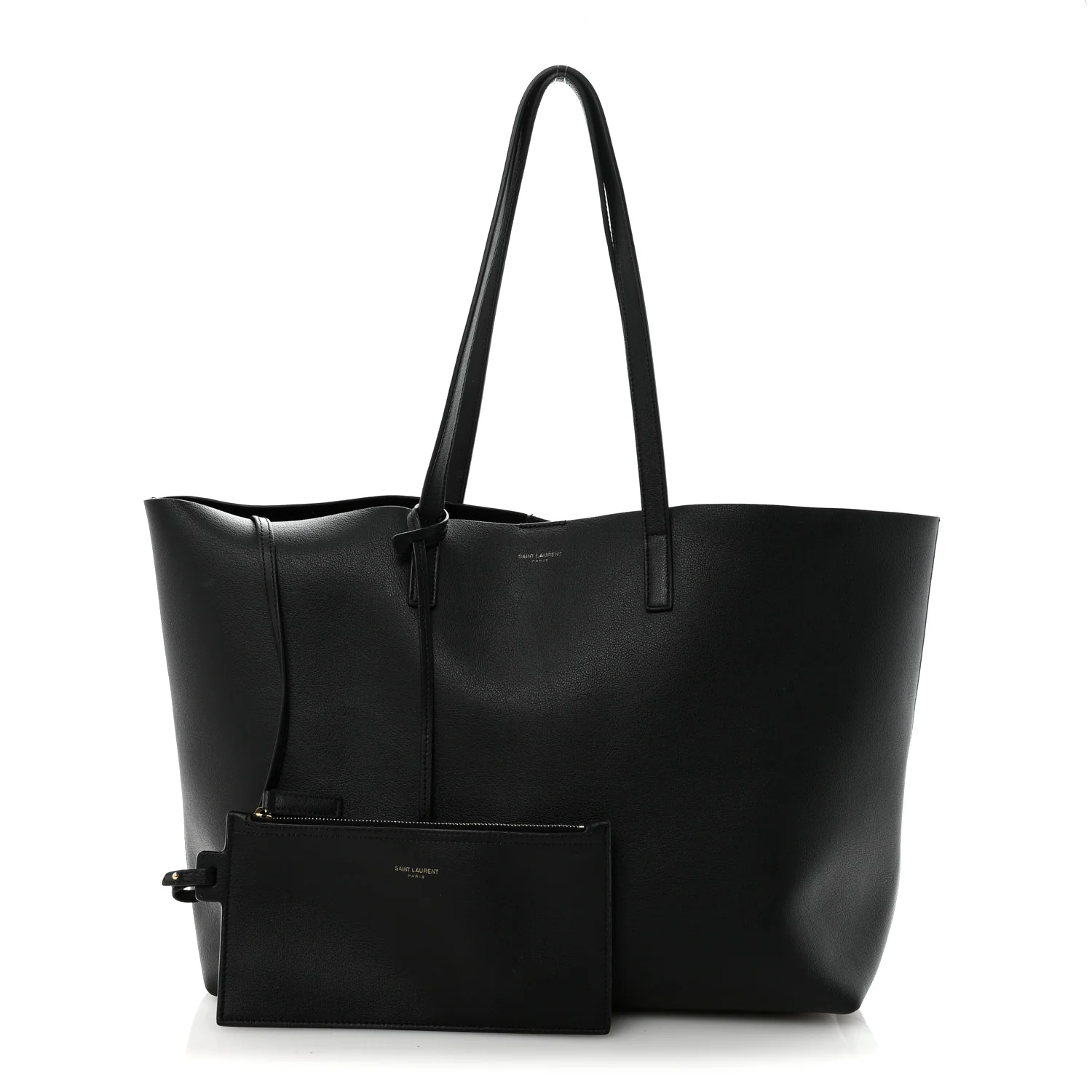 Calfskin Large Shopping Tote Black