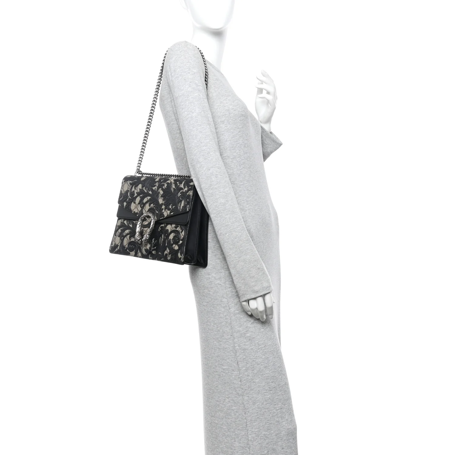 GG Supreme Monogram Arabesque Medium Dionysus Shoulder Bag Black