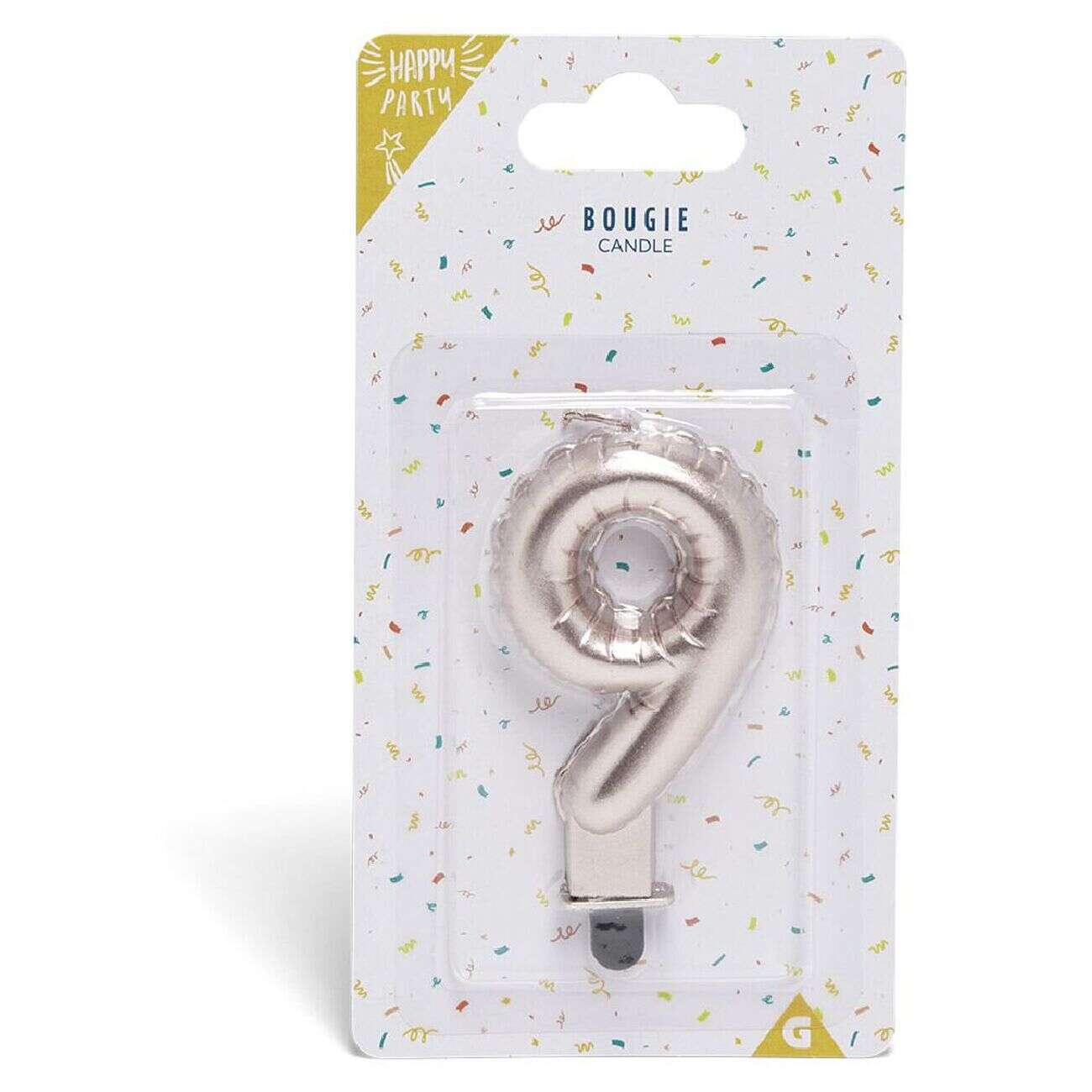 Bougie anniversaire chiffre 9 rose gold