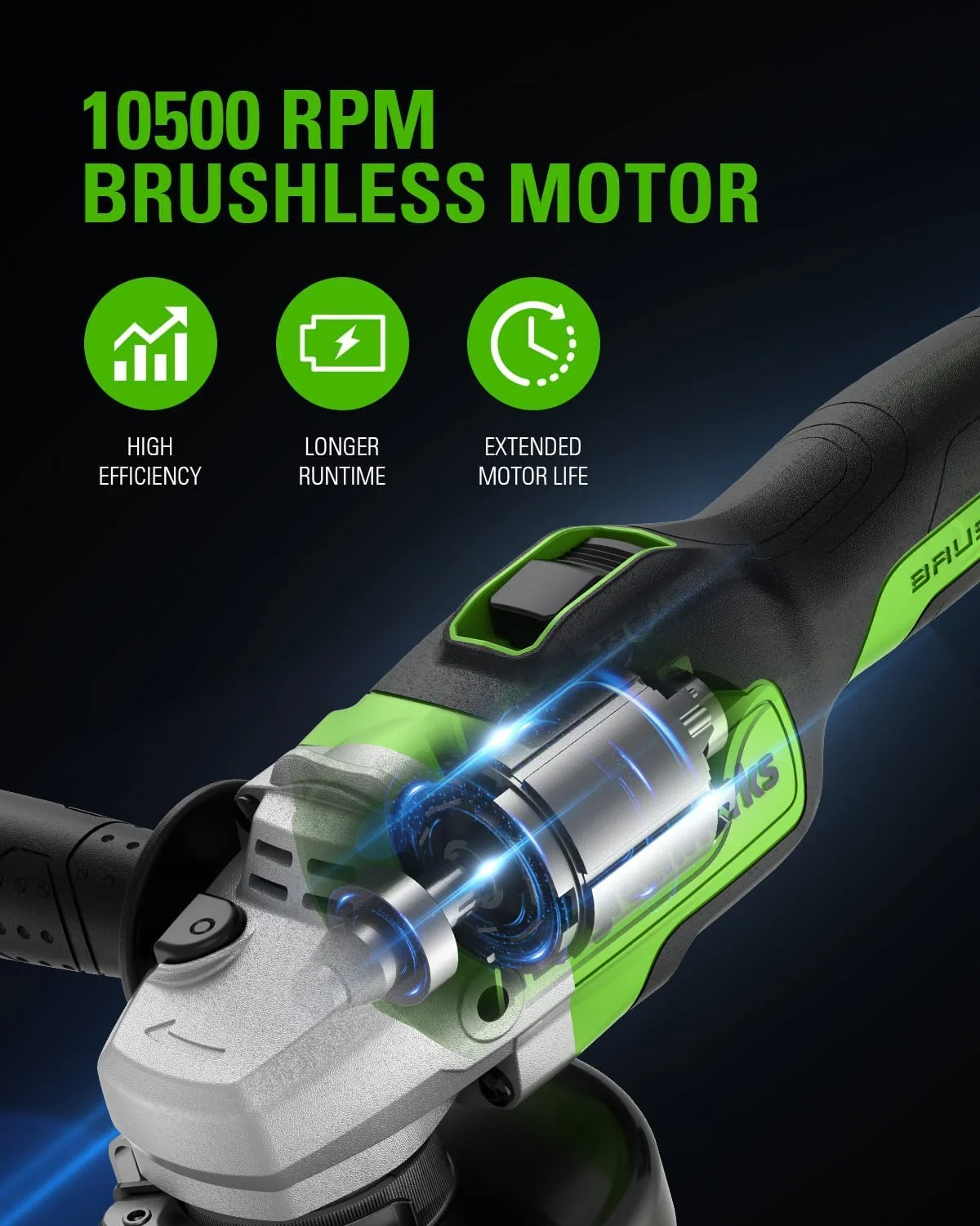 24V 4-1/2" Brushless Cordless Angle Grinder with 4Ah Battery 2A Charger 3201302 - Image 4